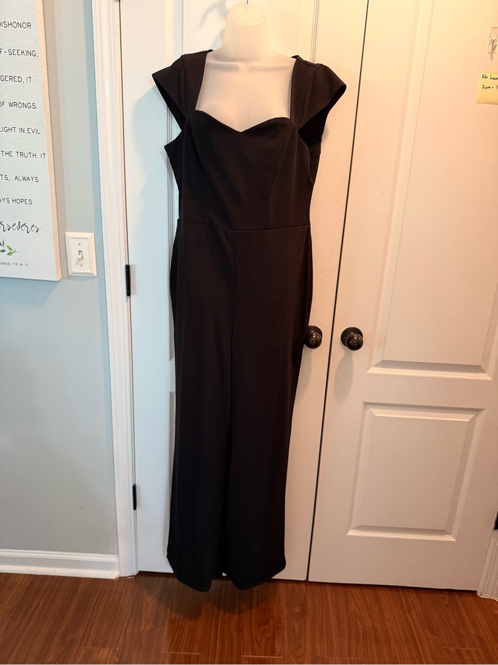 Crystal Sky Sweatheart-Neck Black Jumpsuit Sz XL